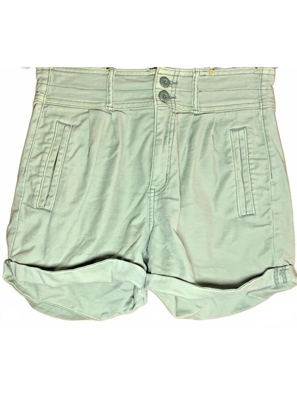 American Eagle Khaki Army Green Cotton Baggy Mom Short Size 4 Pockets Cuffed